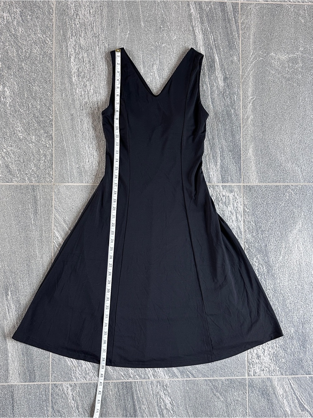 NWT OGL Stretch Ponte V-Neck A-Line Midi Bra Dress Black Removable Pads Small - Picture 15 of 16